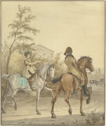 Man and Woman on Horseback on a Country Road