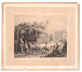 A Flock of Sheep Driven into a Stable