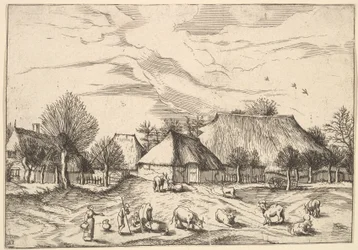 Farms, cattle with herdsmen and milkmaids in the foreground from Multifariarum casularu