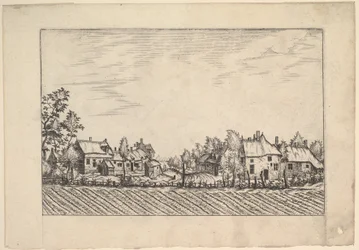 Farms, ploughed field in the foreground from Praediorum villarum et rusticarum casu..., ca. 1559-61