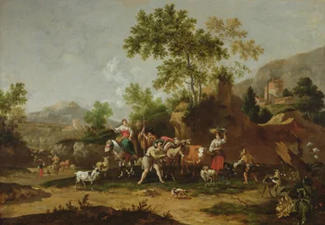 Italian Landscape with Figures and Animals