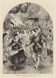 Christmas country dance in an old English baronial hall