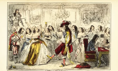 King Charles II at a dance party during the Restoration, circa 1660