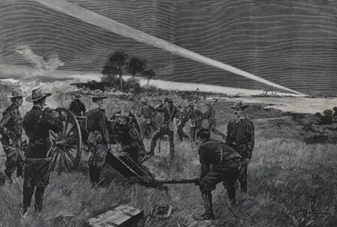 American troops landing in Daiquiri bay, artillery opening fire, June 24