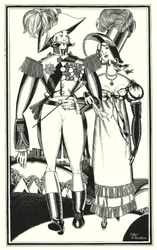 Illustration for Don Juan by Lord Byron: Medals, Rank, Ribbands, Lace, Embroidery, Scarlet