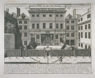 View of the Justice Hall, Old Bailey, c.1740