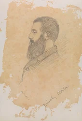 Portrait sketch of bearded man, inscribed 