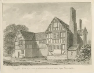 Dimsdale Old Hall (sepia drawing), 1841