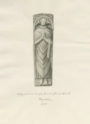 Enville Church - Effigy: sepia drawing