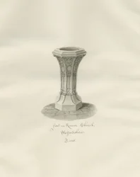 Font in Kinver Church: Sepia Drawing