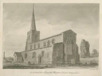 Hamstall Ridware Church: sepia drawing