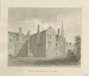 Lichfield - Old House in The Close: Sepia Drawing