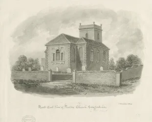 Norton-in-the-Moors Church: sepia wash drawing