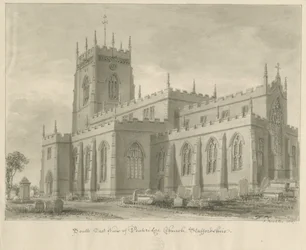 Penkridge Church: sepia drawing