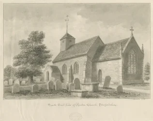 Ranton Church: sepia drawing, 1842