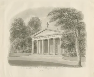 Shugborough - Doric Temple (Sepia Drawing, 1842)