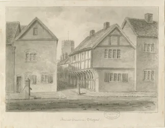 Stafford - Little Church Lane: sepia drawing, 1841