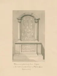 Westmorland - Appleby Church - Monument to Lady Anne Clifford: sepia drawing, 1800