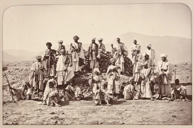 Afridi Picket near Jumrood, Khyber and Rotass in distance, 1879 circa