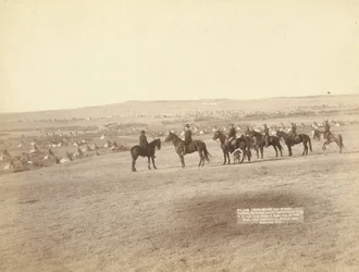 Gen. Miles and Staff Viewing the Largest Hostile Indian Camp in the U.S., Near Pine Ridge
