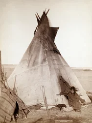 Oglala Girl Sitting in Front of Tipi