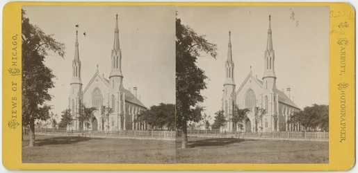 Stereoscopic view of Unity Church, c.1870