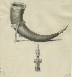 Lichfield - Drinking Horn: pen and sepia drawing