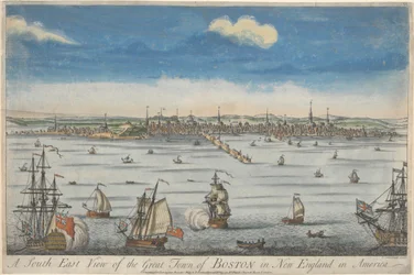 A South East View of the Great Town of Boston in New England