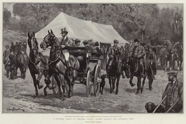 A Shooting Party at Lowther Castle, Guests leaving the Luncheon Tent
