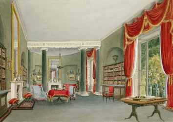 Library and Drawing Room at Bromley Hill, Kent (Seat of the Right Hon. Charles Long)