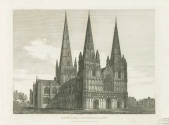 Lichfield Cathedral - West Front: Engraving