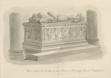 Penkridge Church - Tomb of Sir Edward Littleton: sepia drawing
