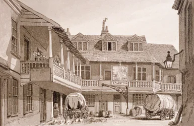 The Tabard Inn on Borough High Street, Southwark, London, 1827