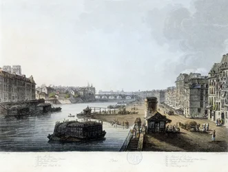 Paris, the Pont Notre-Dame - Drawing by J.C. Mats, c.1810