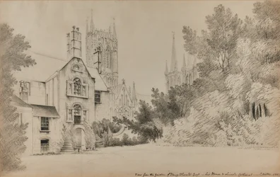 View from the Garden of Henry Thorold, Esq., His House & Lincoln Cathedral