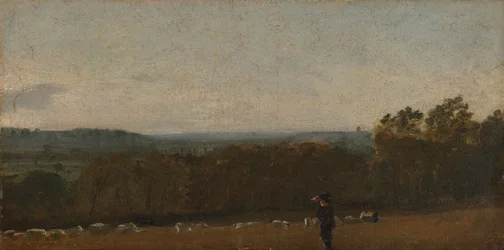 A Shepherd in a Landscape looking across Dedham Vale towards Langham
