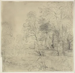 Cowdray Castle, Seen Between Trees