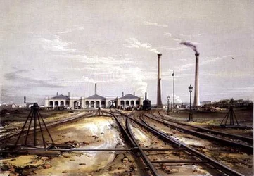 Eccentric for Shifting Rail, Locomotive Engine-House and Stationary Engine-House Chimneys