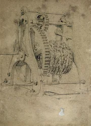 Winch or crab mechanism for winding chains, 1830s