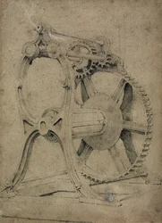 Winch or crab mechanism for winding chains, 1830s