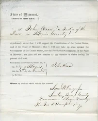 Loyalty oath of John Crow of Missouri, County of St. Louis
