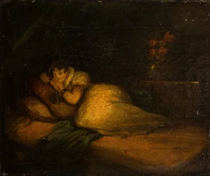 Interior with Woman on a Bed