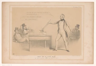 Caricature with Lord Palmerston (title on object: A Great Cry and Little Wool or The Right of Search, Versus the Right of Visit!) (series title on object: HB Sketches)