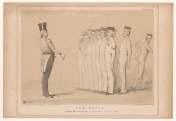 Caricature with Prime Minister Peel as Military Instructor