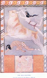 The Bull Baiters, Illustration from Myths of Crete and Pre-Hellenic Europe