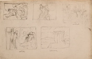 Untitled [Five sketches of figures]