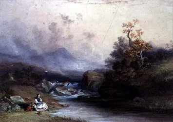 View of a Mountain Torrent, with Two Female Figures