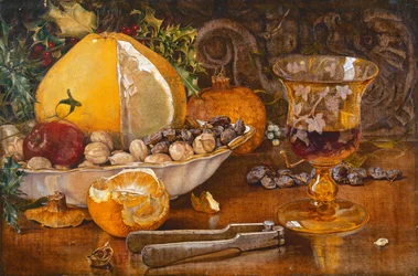 Still Life of Fruit, Nuts and Wine Glass, 1864