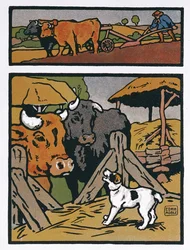 Illustration for The Dog and the Cow (from 