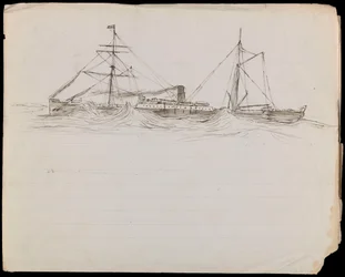 Sketches of a Battleship and Two Other Royal Navy Vessels